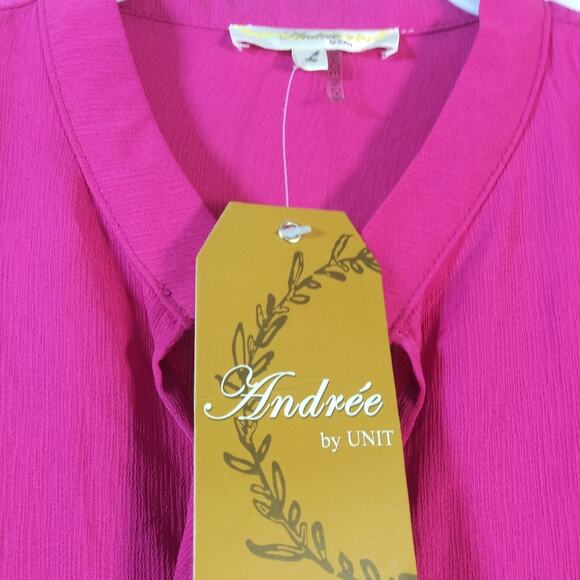 Andree By Unit BABYDOLL TOP IN FUCHSIA Barbie Size L - Picture 7 of 9